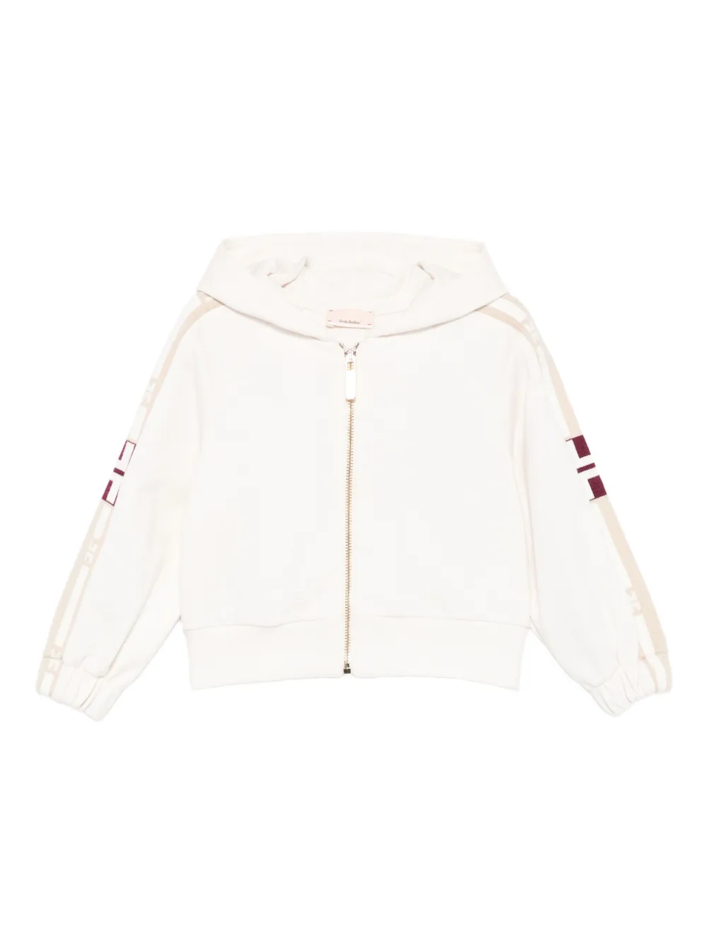 Elisabetta Franchi La Mia Bambina stripe-detail zip-up hoodie - ニュートラル Elisabetta Franchi La Mia Bambina stripe-detail zip-up hoodie - ニュートラル