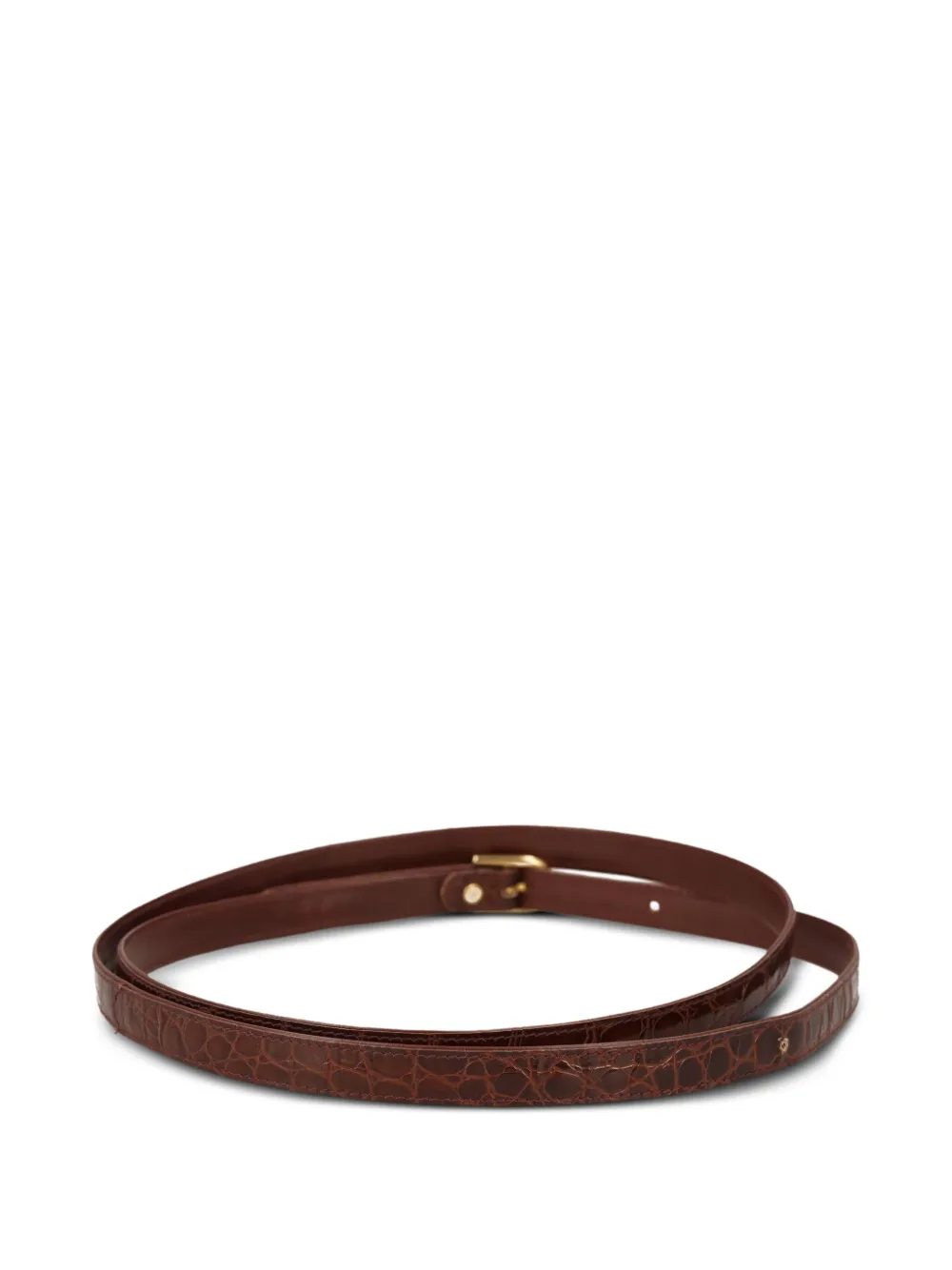 Pre-owned Vintage Croc-effect Leather Belt In Brown