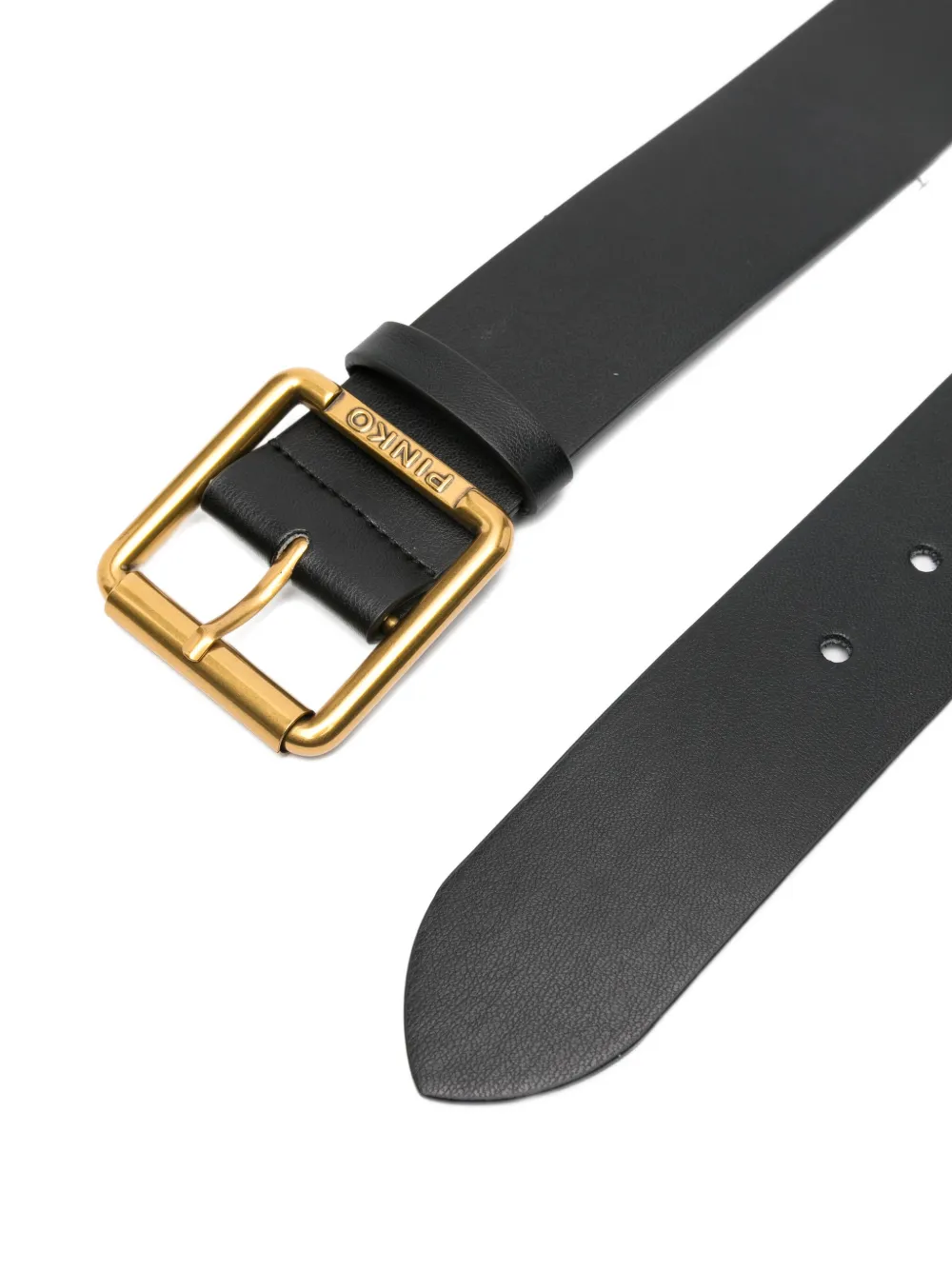 Pinko Kids square-buckle leather belt Zwart