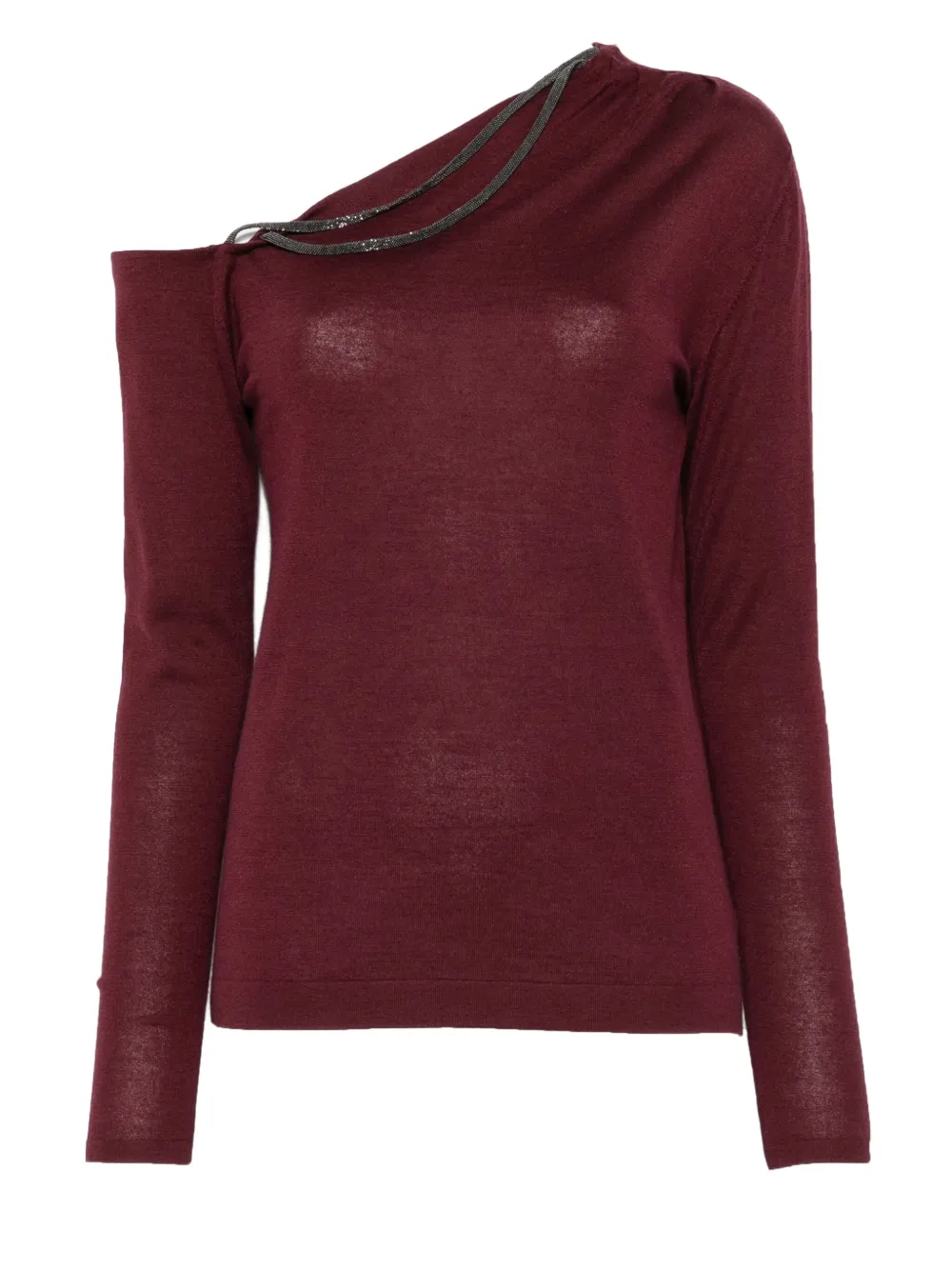 Brunello Cucinelli Asymmetrische top verfraaid met ketting Rood