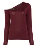 Brunello Cucinelli one-shoulder chain-embellished top - Red