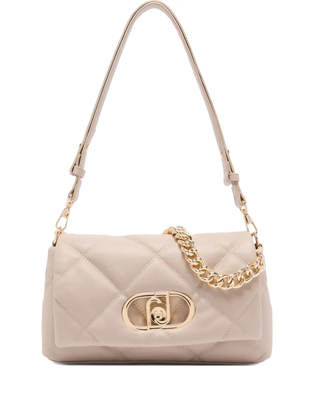 LIU JO Medium LaPuffy gewatteerde schoudertas met kettinghengsel Beige