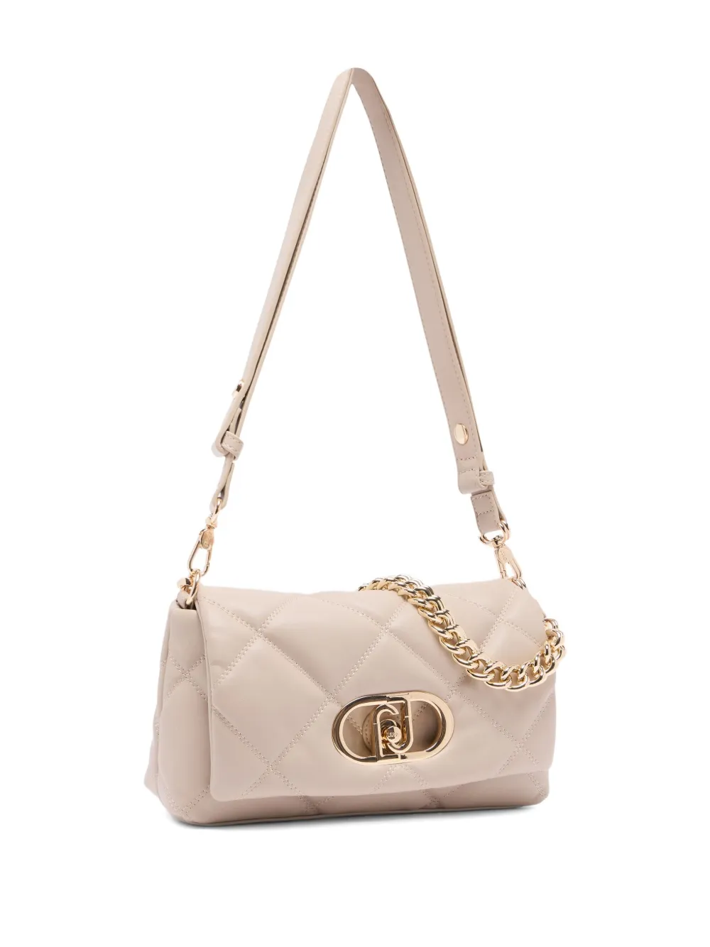 LIU JO Medium LaPuffy gewatteerde schoudertas met kettinghengsel Beige