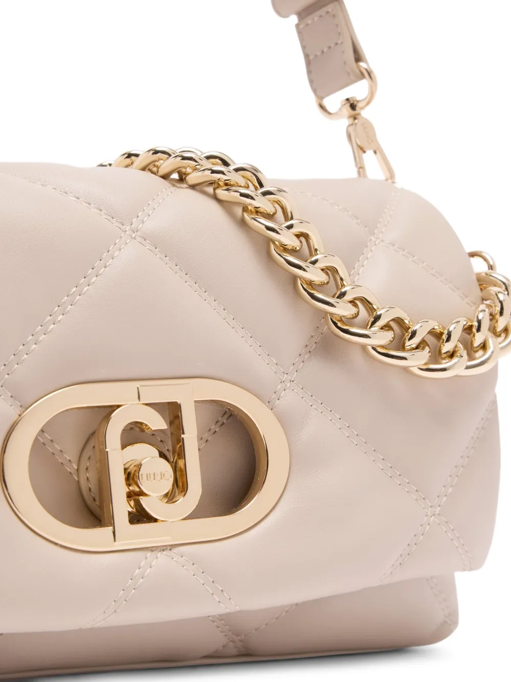 LIU JO Medium LaPuffy gewatteerde schoudertas met kettinghengsel Beige