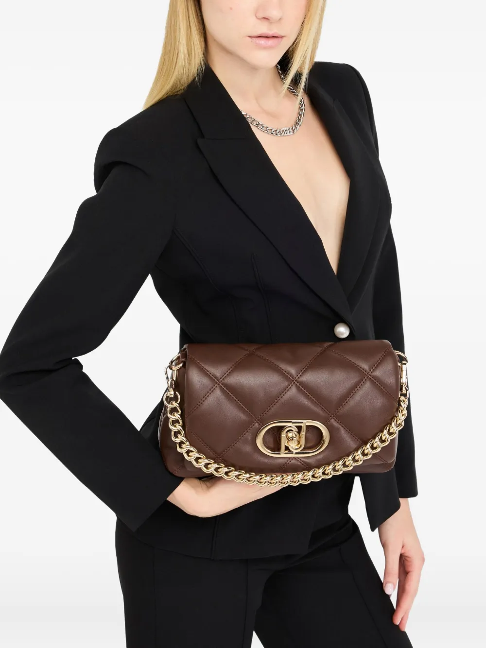 LIU JO medium LaPuffy quilted chain-strap cross body bag Bruin