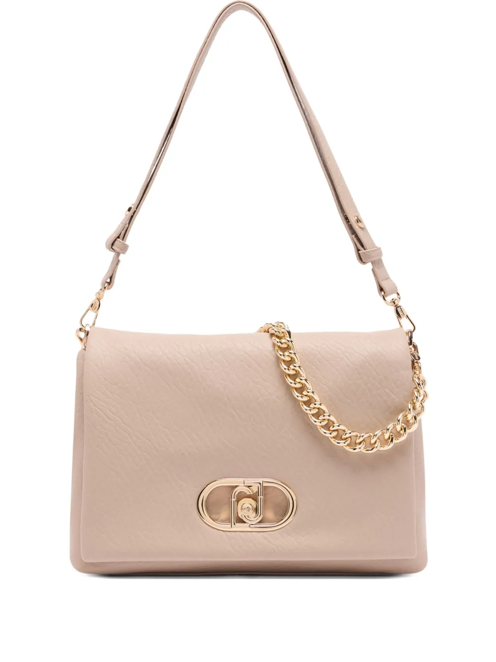 LIU JO large LaPuffy logo-plaque chain-strap shoulder bag Beige