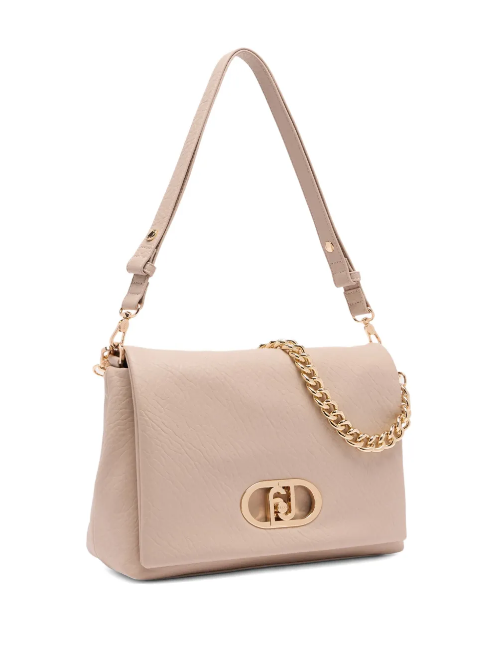 LIU JO large LaPuffy logo-plaque chain-strap shoulder bag Beige