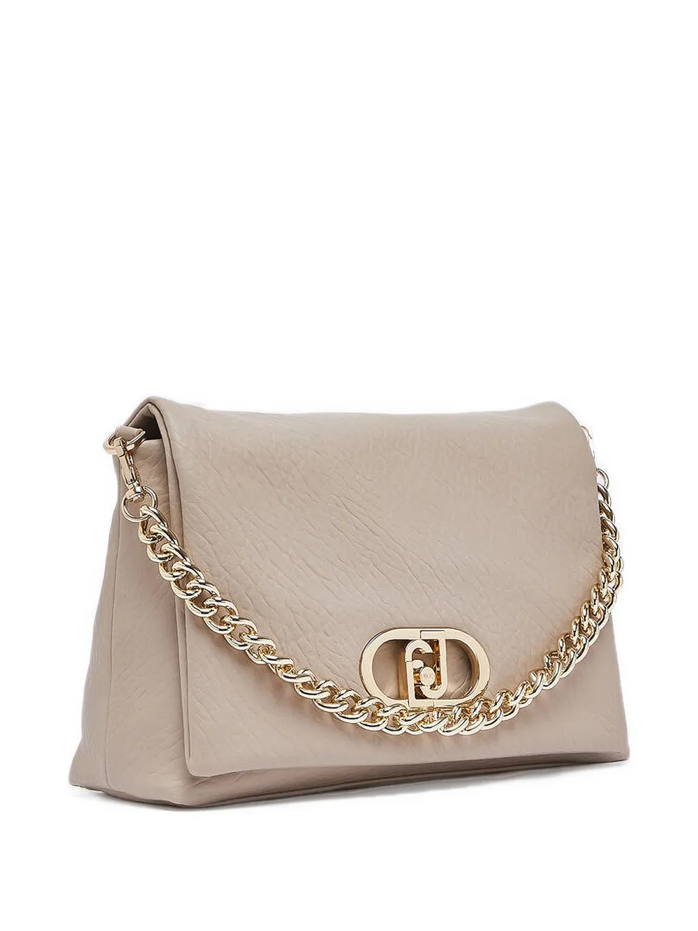 LIU JO LaPuffy grote schoudertas met kettinghengsel en logoplakkaat Beige