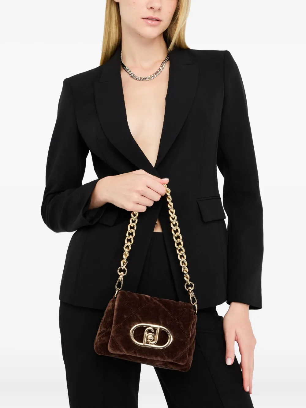 LIU JO small LaPuffy quilted logo cross body bag Bruin