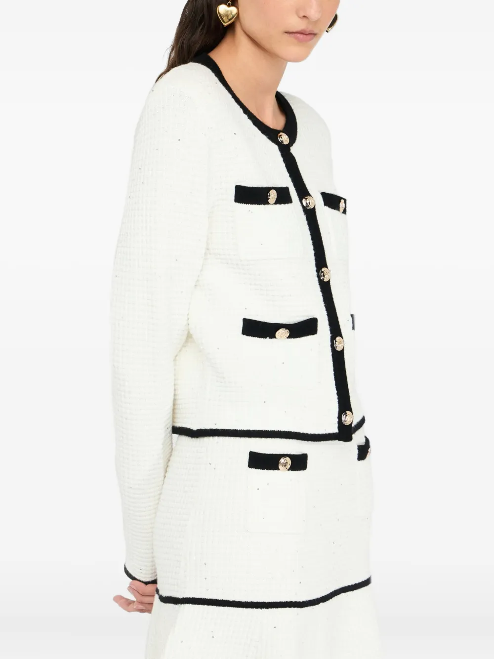 Liu •jo Knit Button-fastening Jacket In Multi