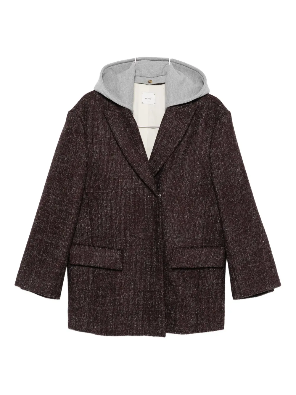 Alysi hooded tweed coat Rood