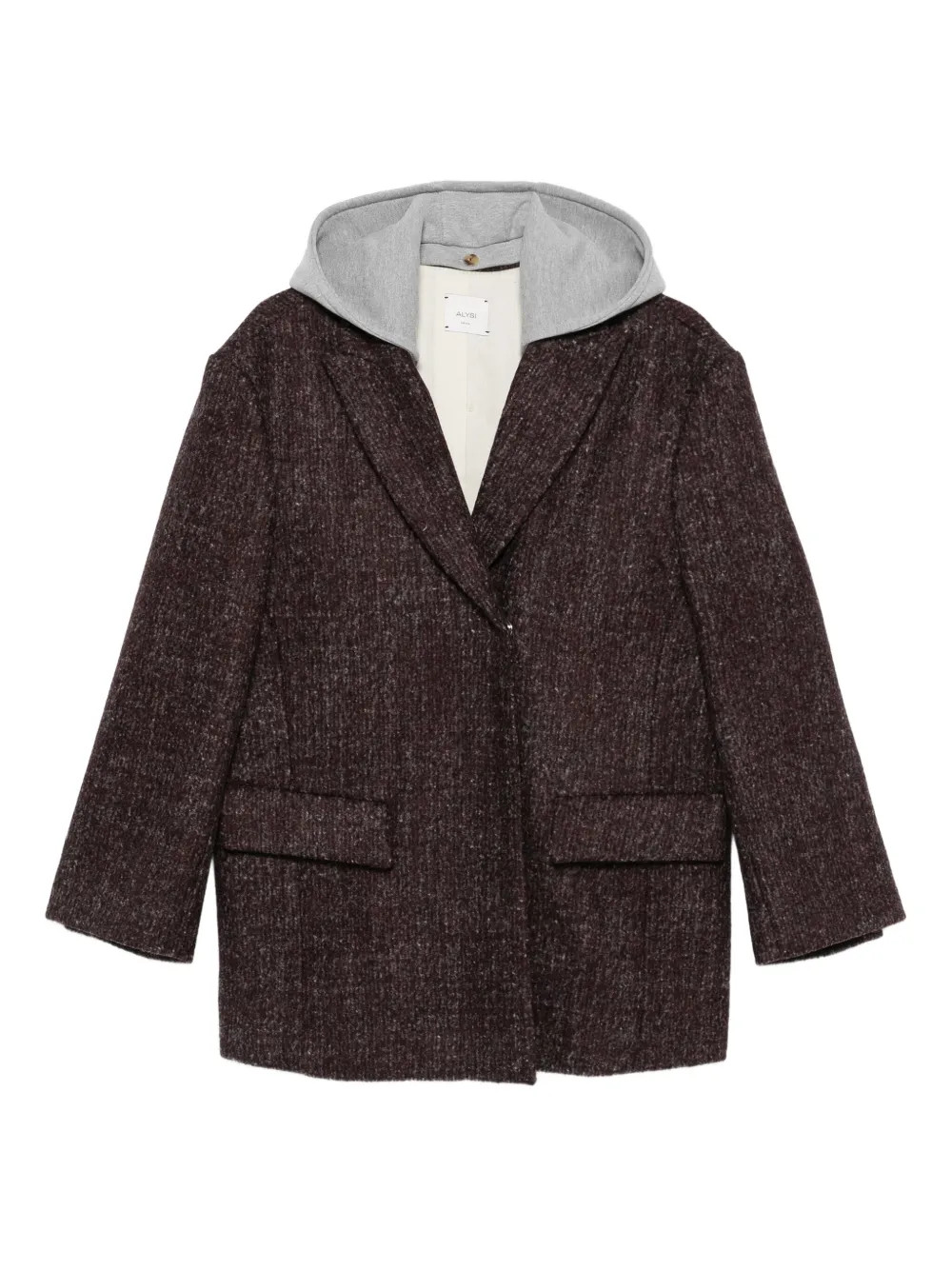 Alysi hooded tweed coat Rood
