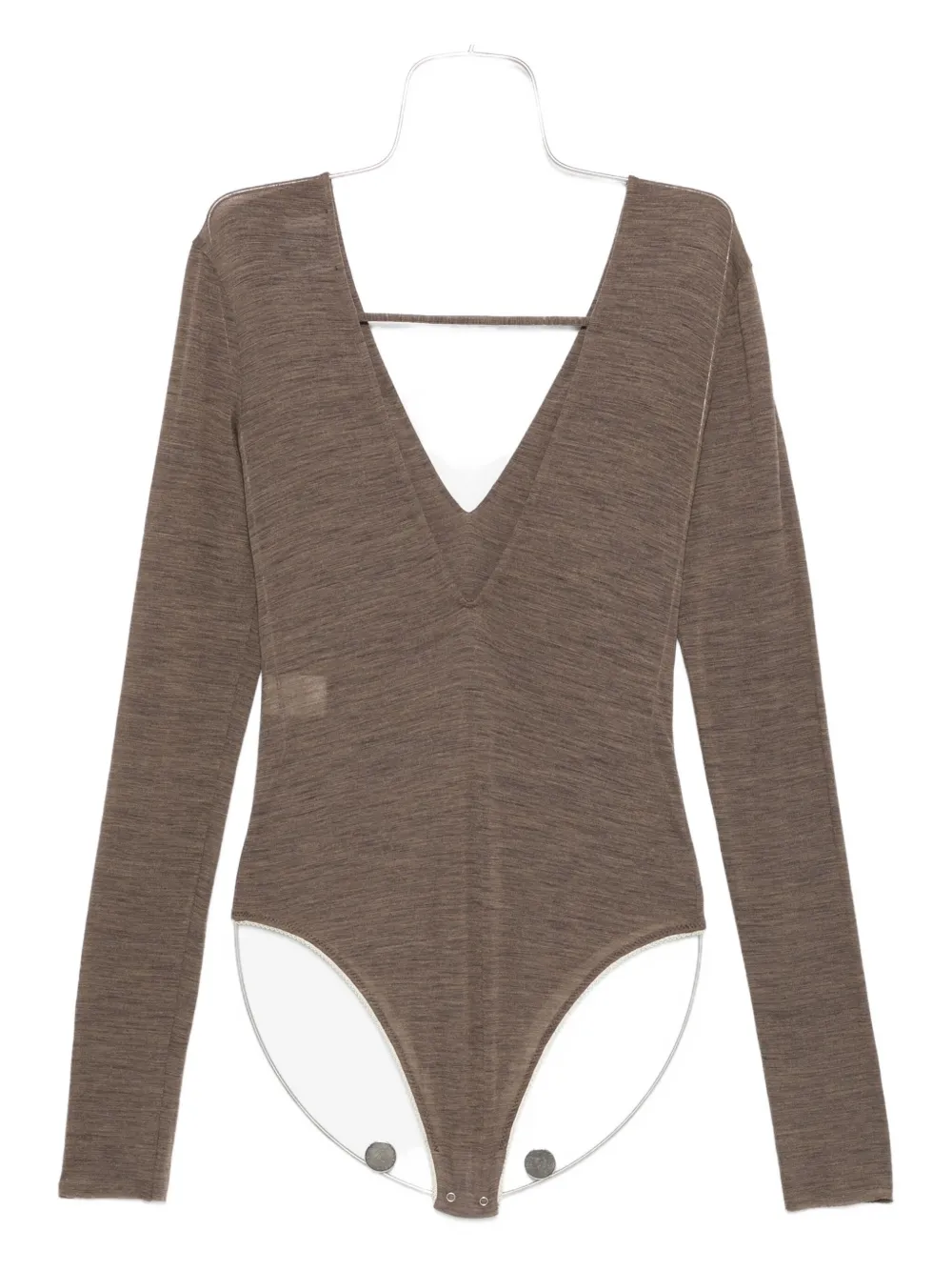 Alysi V-neck long-sleeve bodysuit Bruin