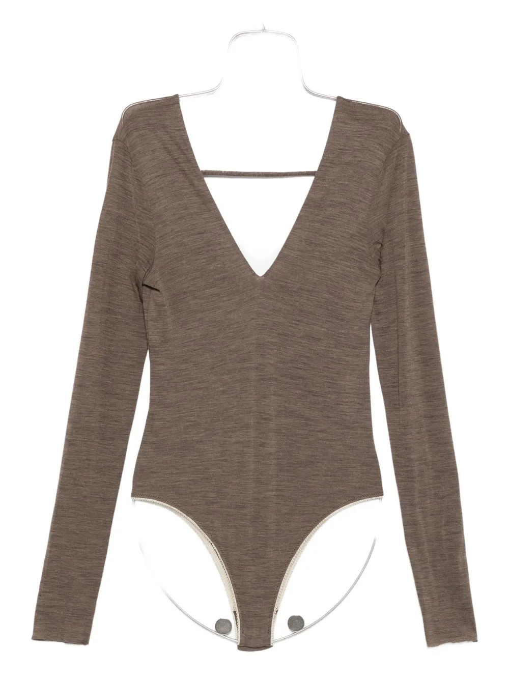 Alysi V-neck long-sleeve bodysuit Bruin