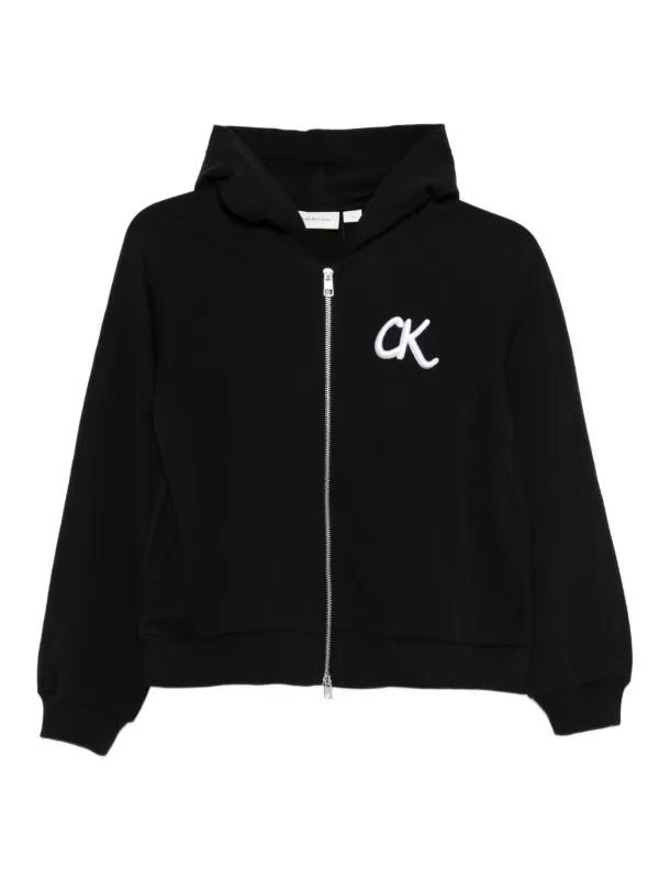 Calvin Klein Kids logo-detail zip-up Hoodie Black FARFETCH IN