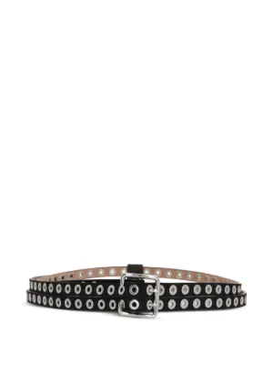 【ALAIA】DOUBLE THIN BELT Black Vienne Wavy Leather Thin Belt - ALAIA - Russocapri