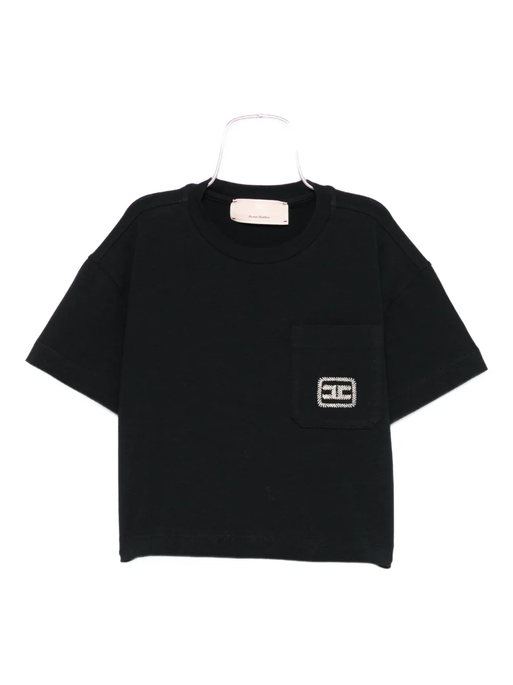 Elisabetta Franchi La Mia Bambina logo-embroidered T-shirt Zwart