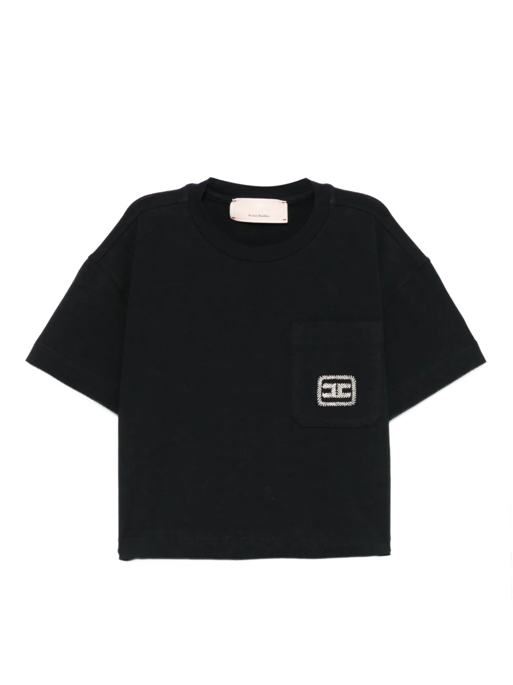 Elisabetta Franchi La Mia Bambina logo-embroidered T-shirt - ブラック Elisabetta Franchi La Mia Bambina logo-embroidered T-shirt - ブラック