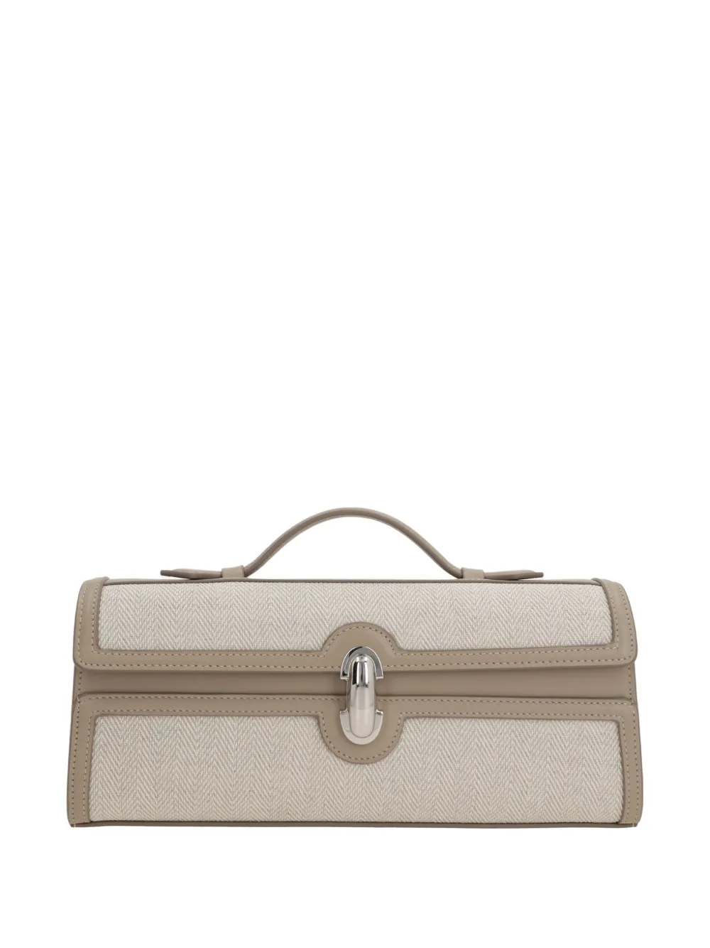 herringbone-patterned leather shoulder bag