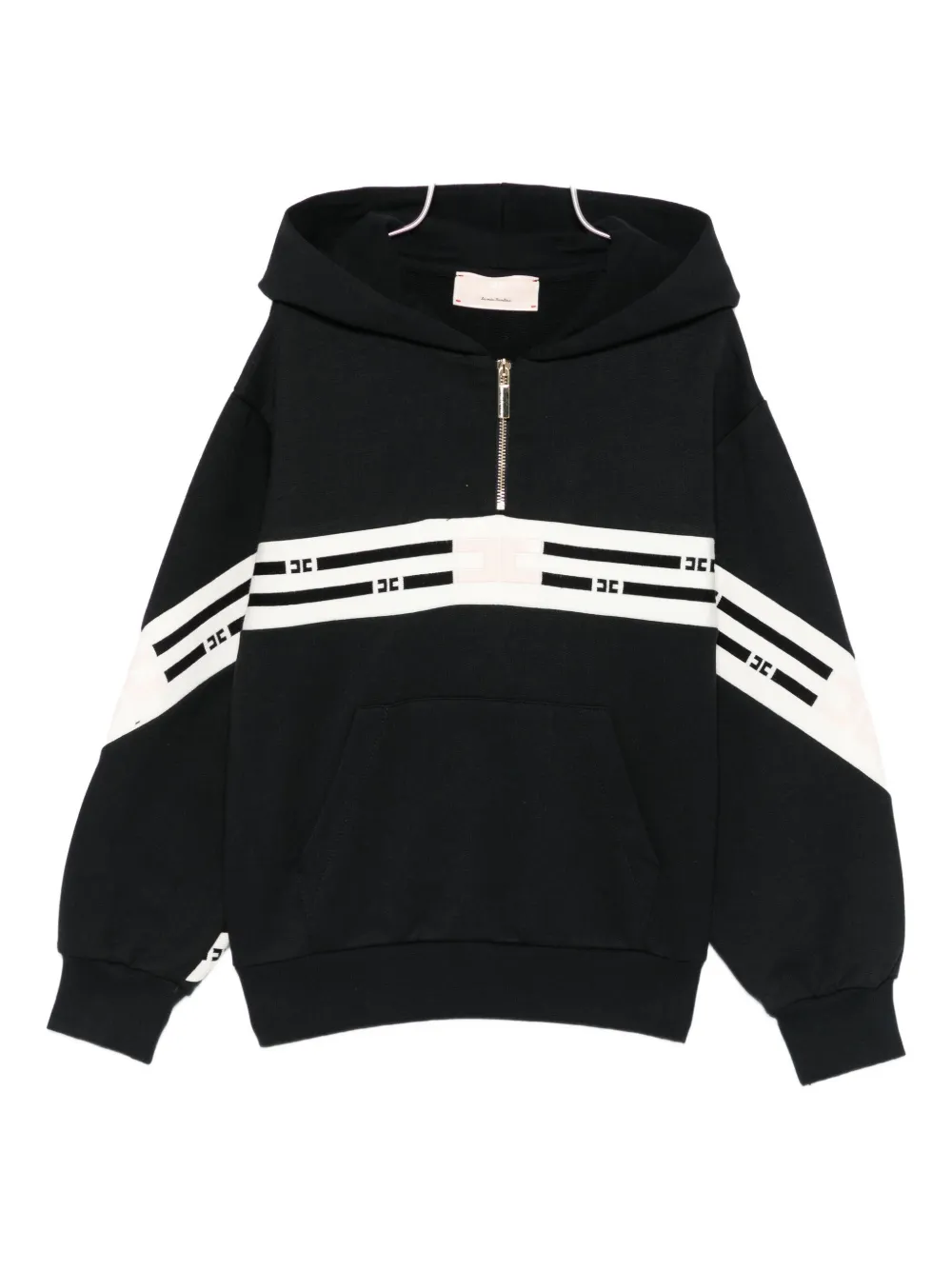 Elisabetta Franchi La Mia Bambina stripe-detail zip-up hoodie Zwart