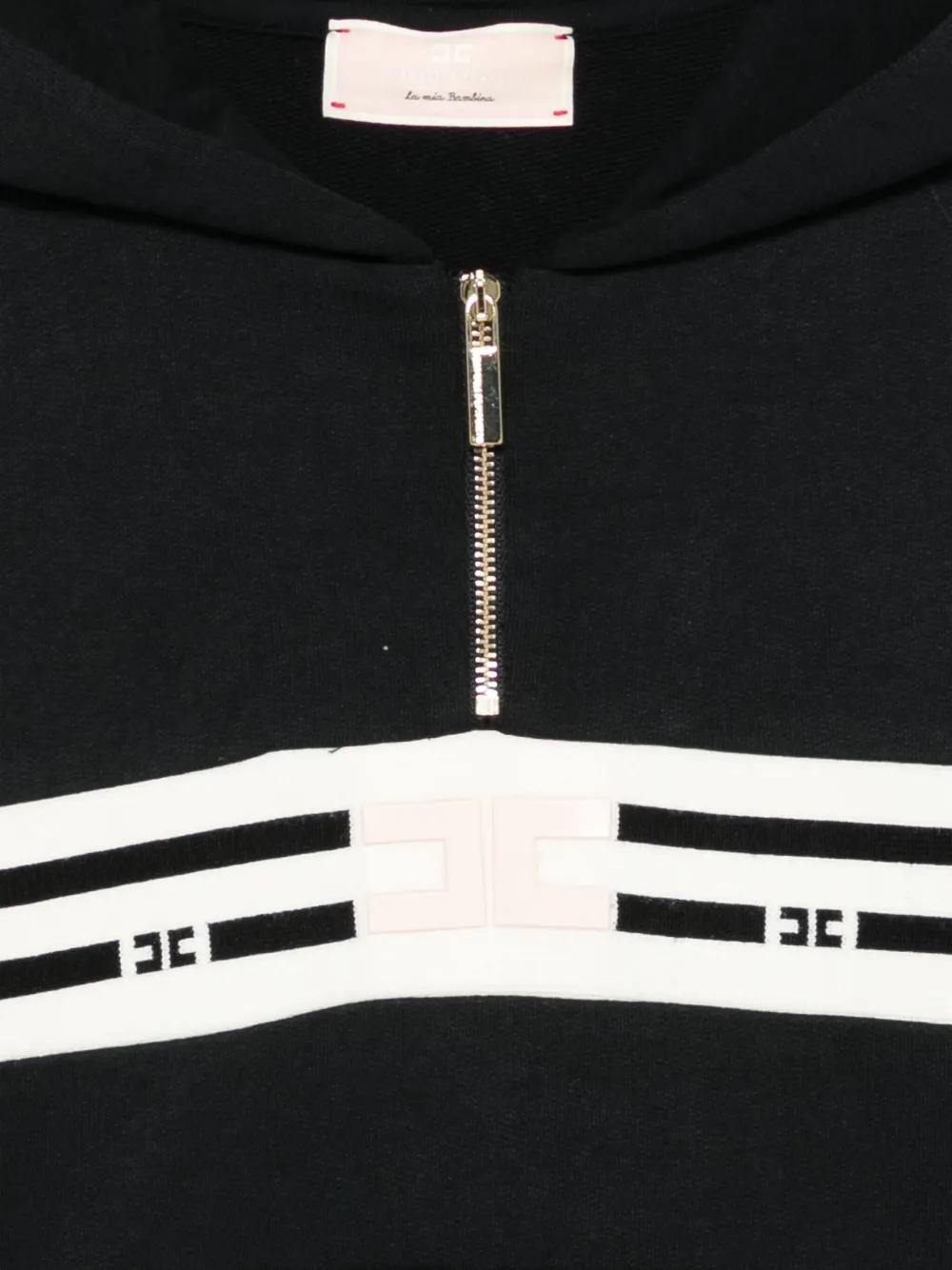 Elisabetta Franchi La Mia Bambina stripe-detail zip-up hoodie Zwart