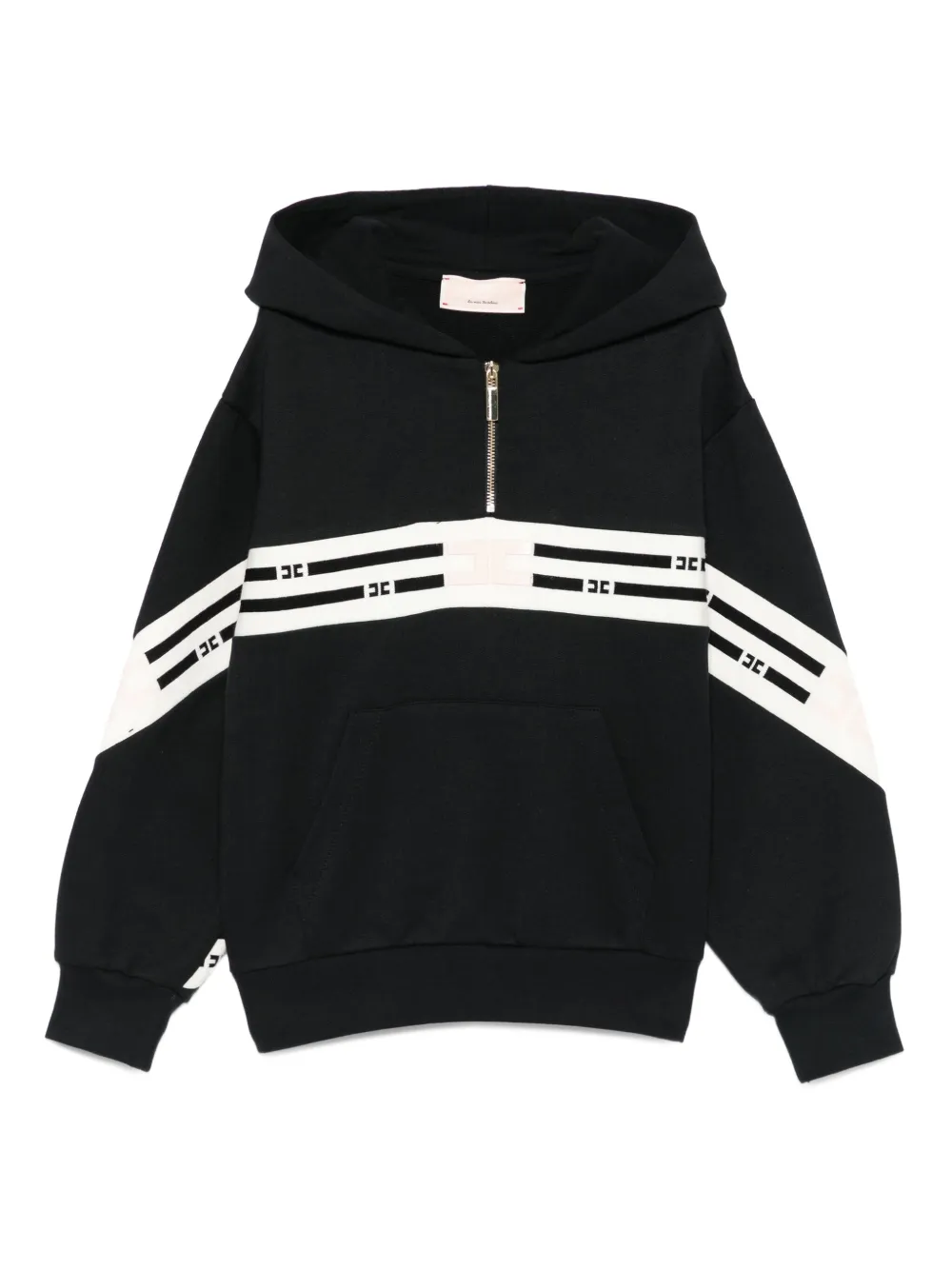 Elisabetta Franchi La Mia Bambina stripe-detail zip-up hoodie Zwart