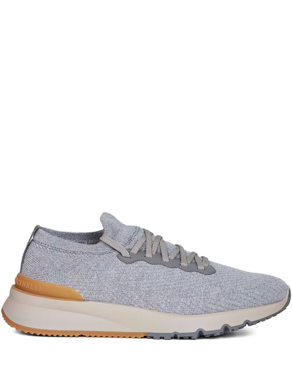 Brunello Cucinelli jacquard wool knit sneakers Grey