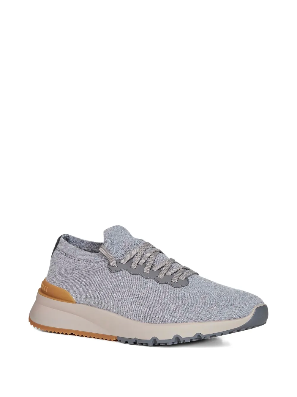Brunello Cucinelli jacquard wool knit sneakers Grey
