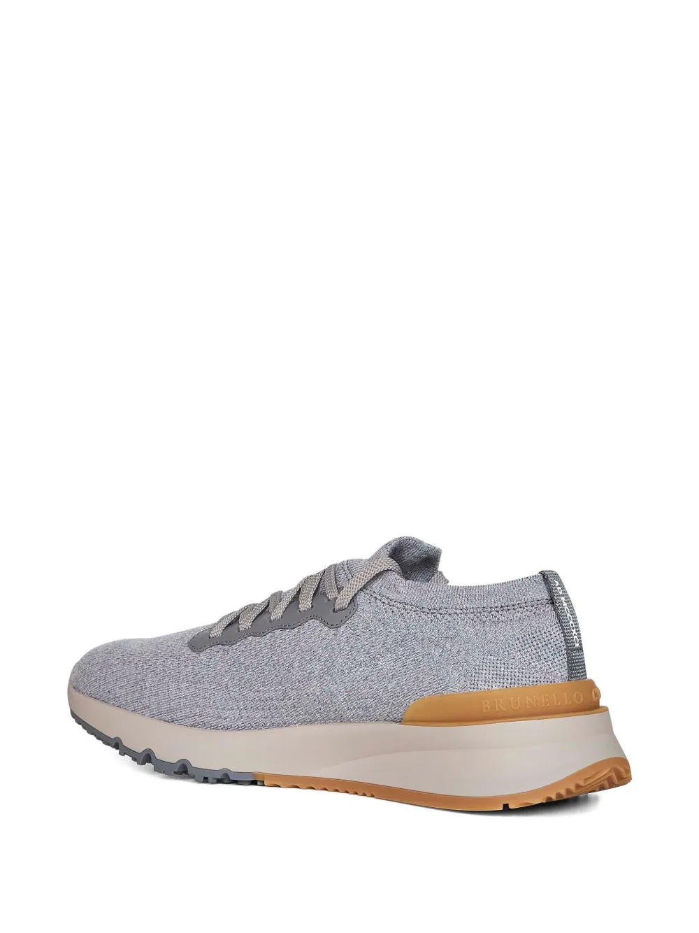 Brunello Cucinelli jacquard wool knit sneakers Grey