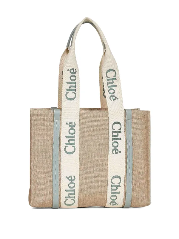 Chloé Woody logo-embellished Tote Bag Neutrals FARFETCH ID
