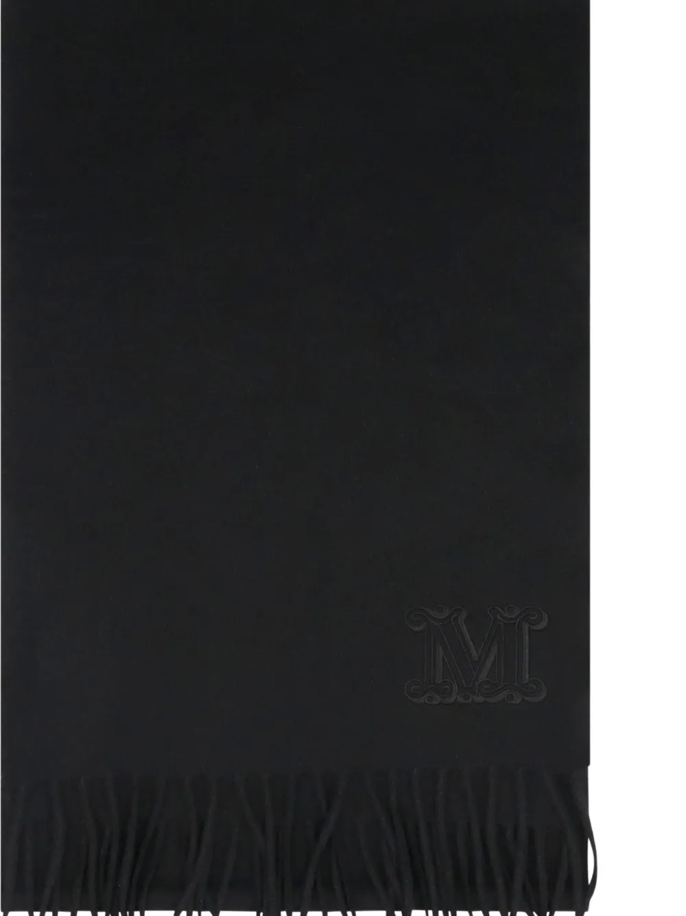 Max Mara embroidered-logo fringe scarf Zwart