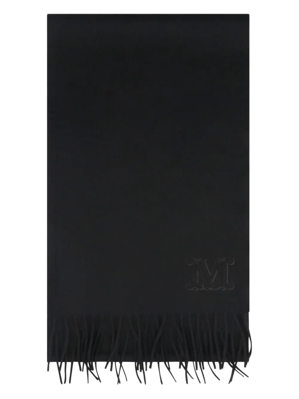 Max Mara embroidered-logo fringe scarf Zwart