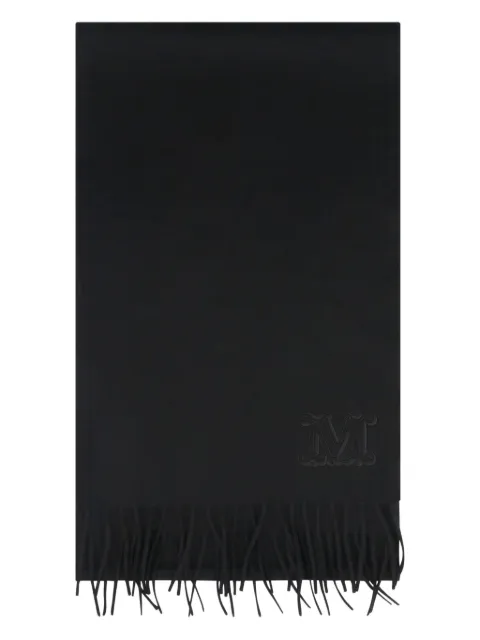 Max Mara embroidered-logo fringe scarf