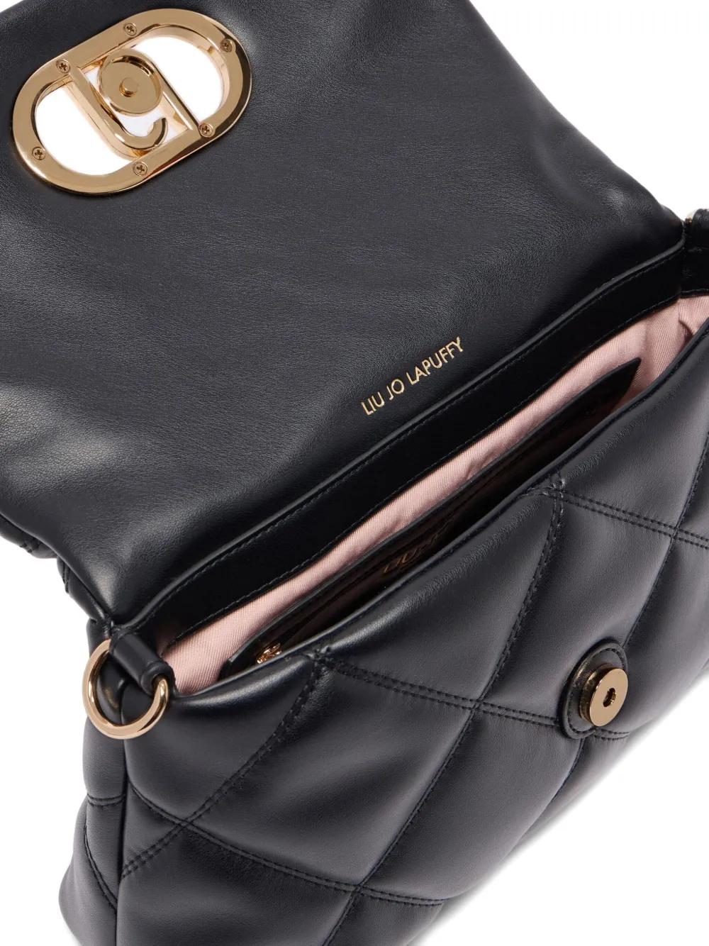Liu •jo Medium Lapuffy Quilted Logo-plaque Shoulder Bag In Black