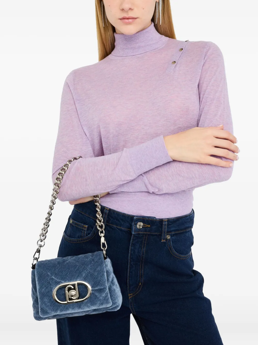 LIU JO small LaPuffy quilted shoulder bag Blauw