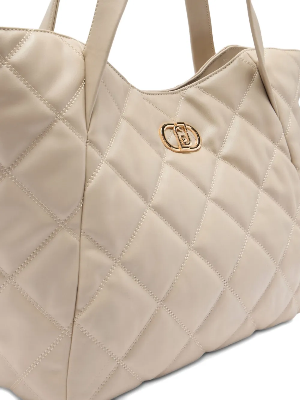 LIU JO large quilted logo tote bag Beige