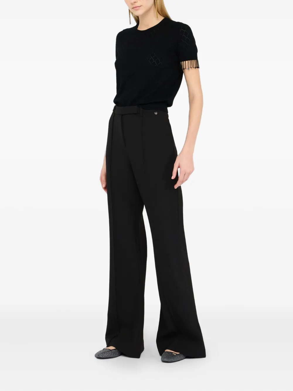 LIU JO diamond-knit beaded-fringed T-shirt | T-Shirts & Jersey Shirts | Image 2
