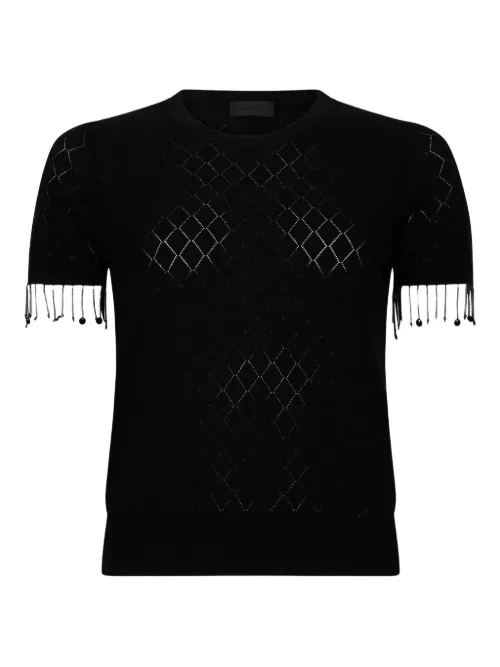 T-shirt en maille à ornements de perles - LIU JO - Modalova