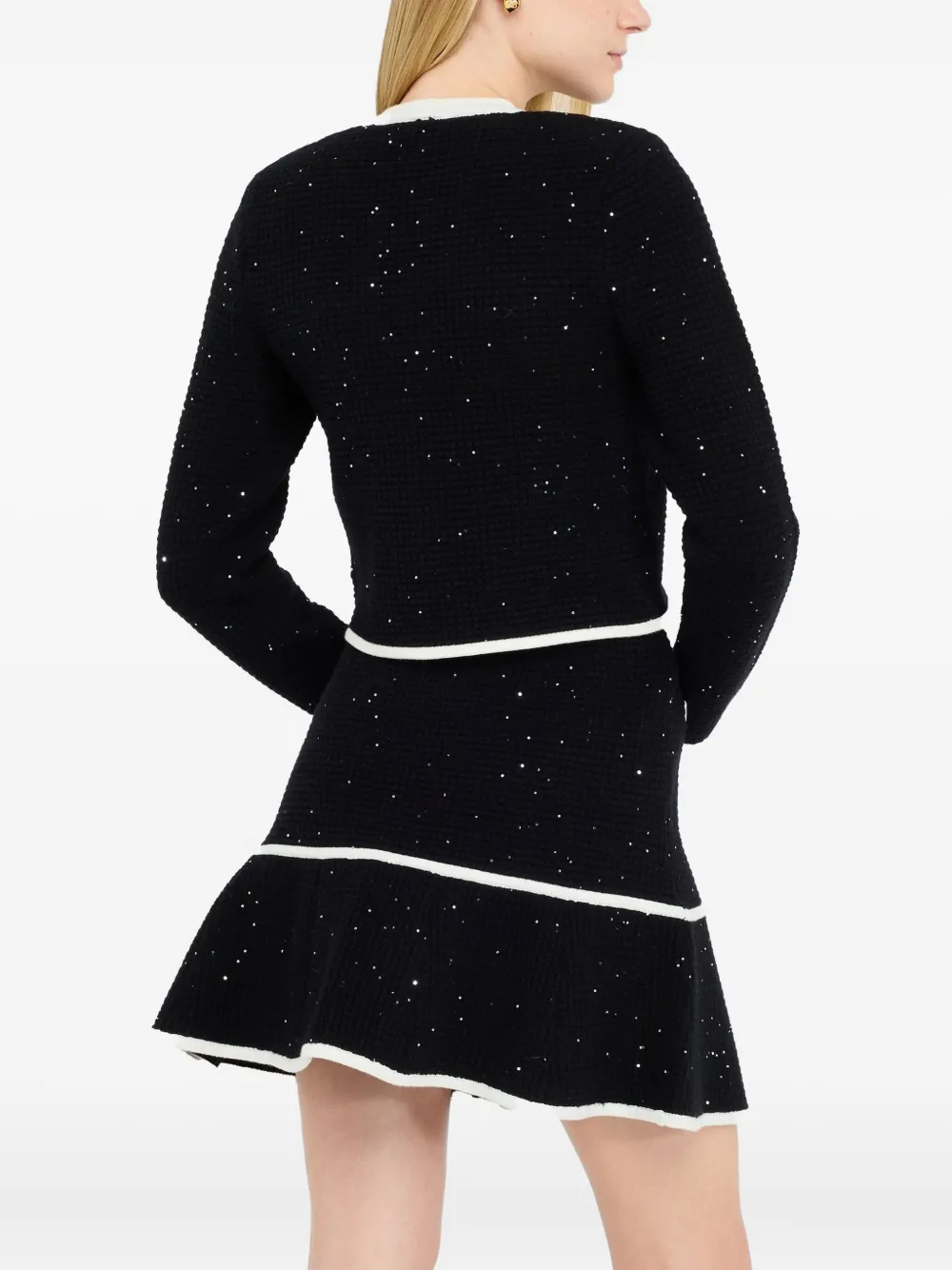 LIU JO Tweed jack met knopen verfraaid met glitters Zwart