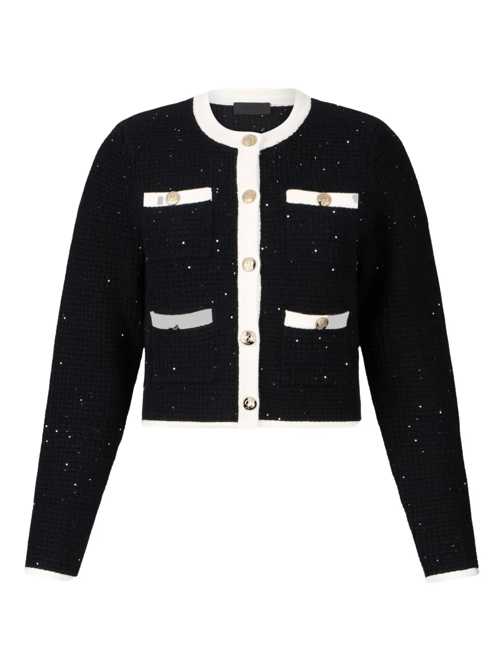 LIU JO Tweed jack met knopen verfraaid met glitters Zwart