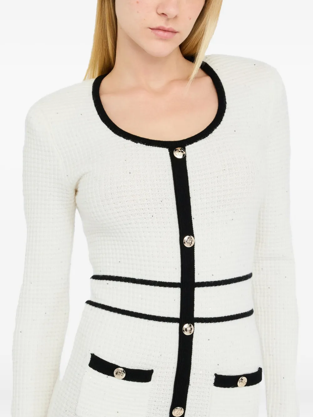 Liu •jo Button-embellished Midi Dress In White