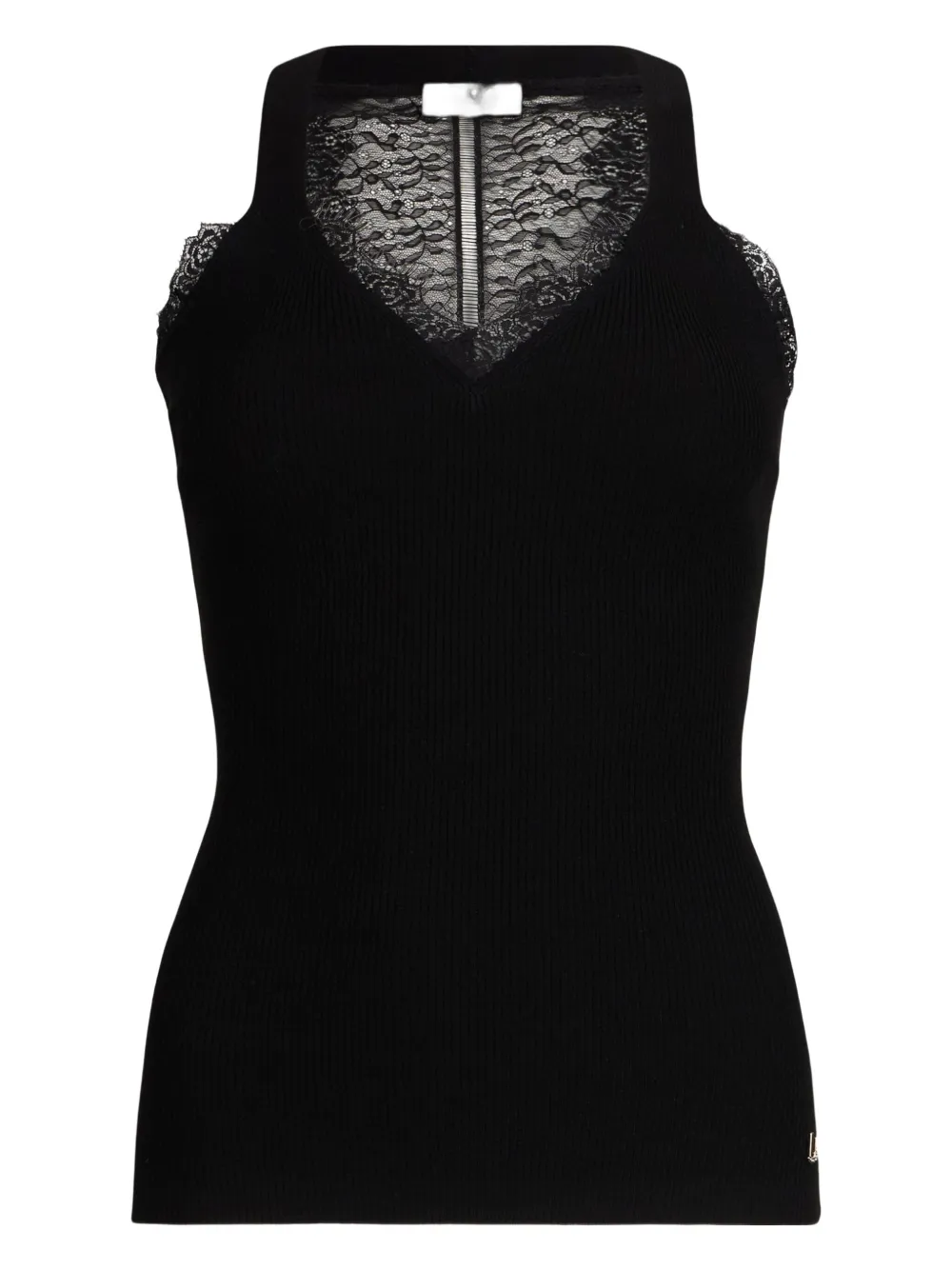 LIU JO lace-embellished ribbed jumper Zwart