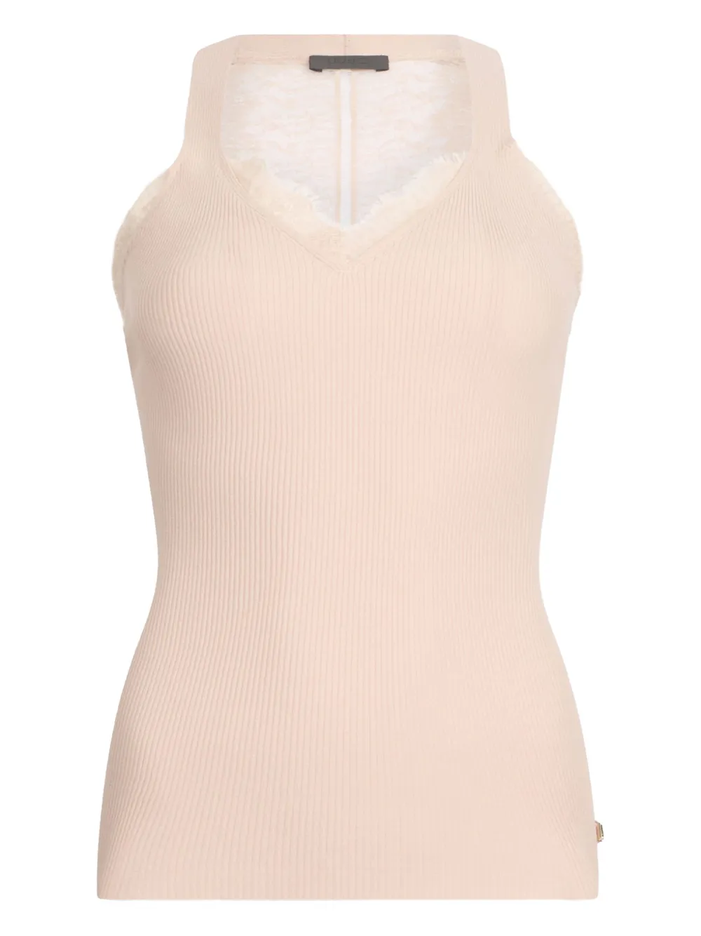 LIU JO lace-trimmed ribbed top Roze