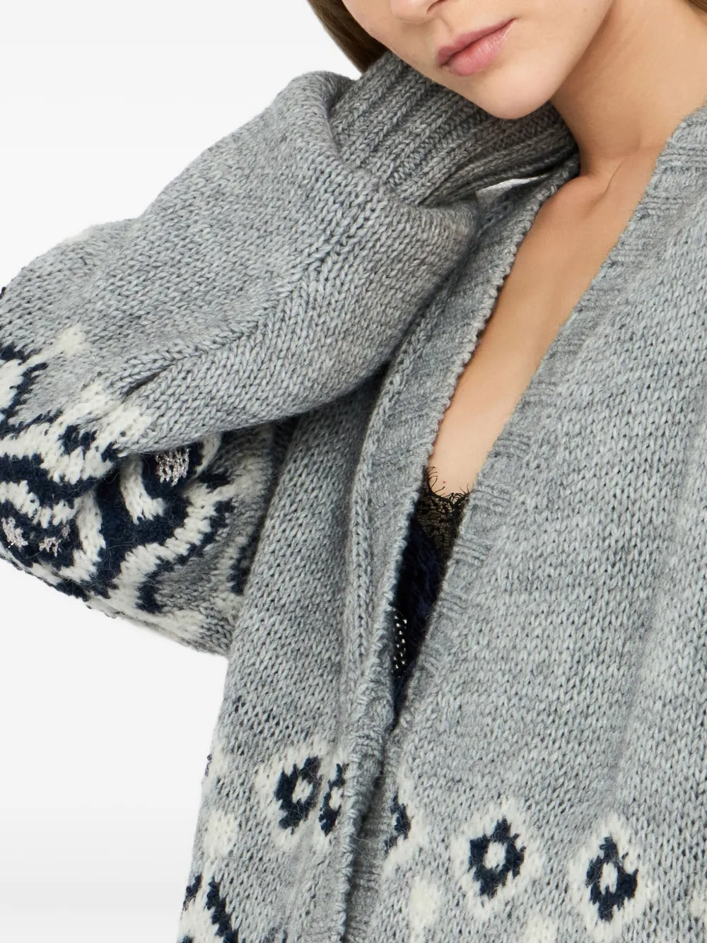 Liu •jo Jacquard Puff-sleeve Cardi-coat In Multi