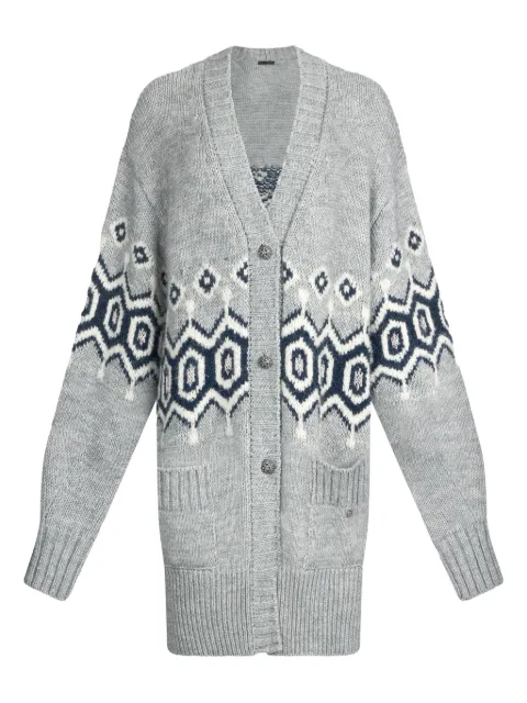 LIU JO jacquard puff-sleeve cardi-coat