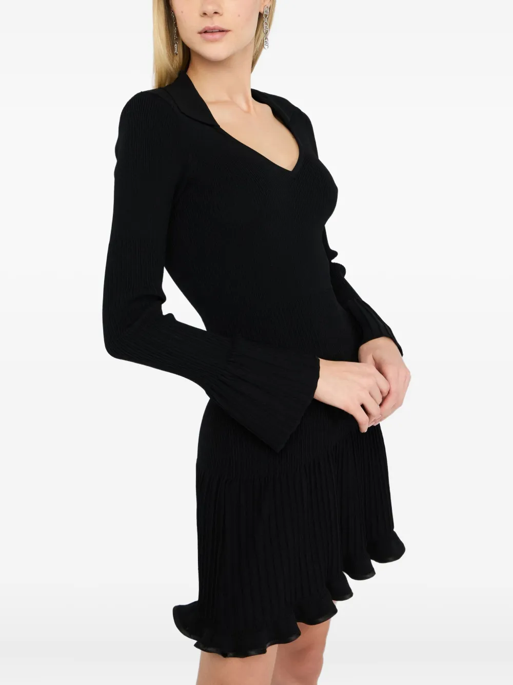 LIU JO ribbed bell-cuff mini dress Zwart