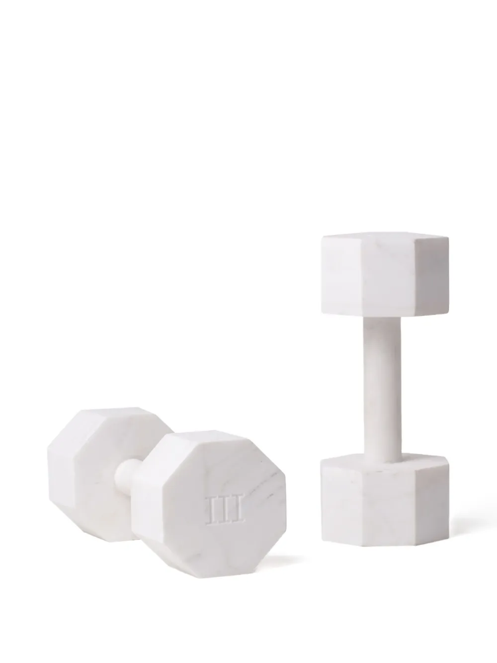 Seletti octagonal marble dumbbell (set of two) | White | Image 1