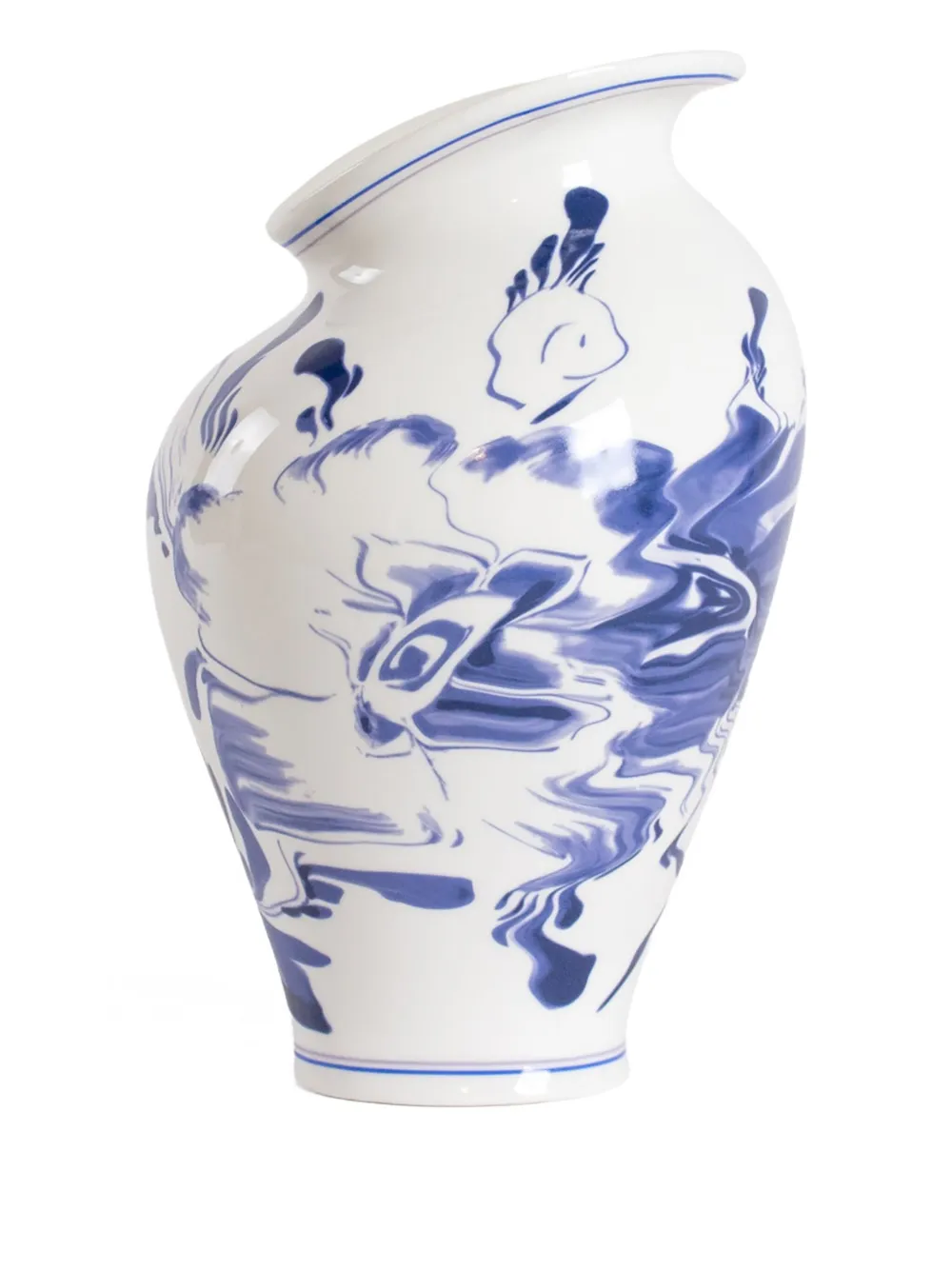Seletti Porseleinen vaas met bloemenprint - Wit