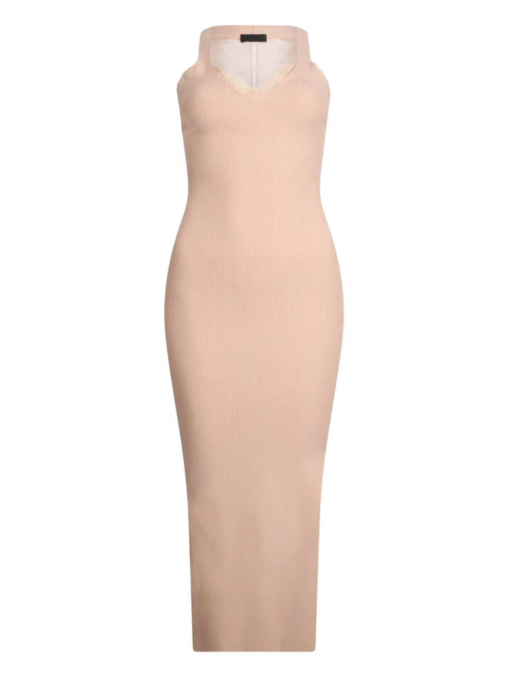 LIU JO lace-insert ribbed midi dress Roze
