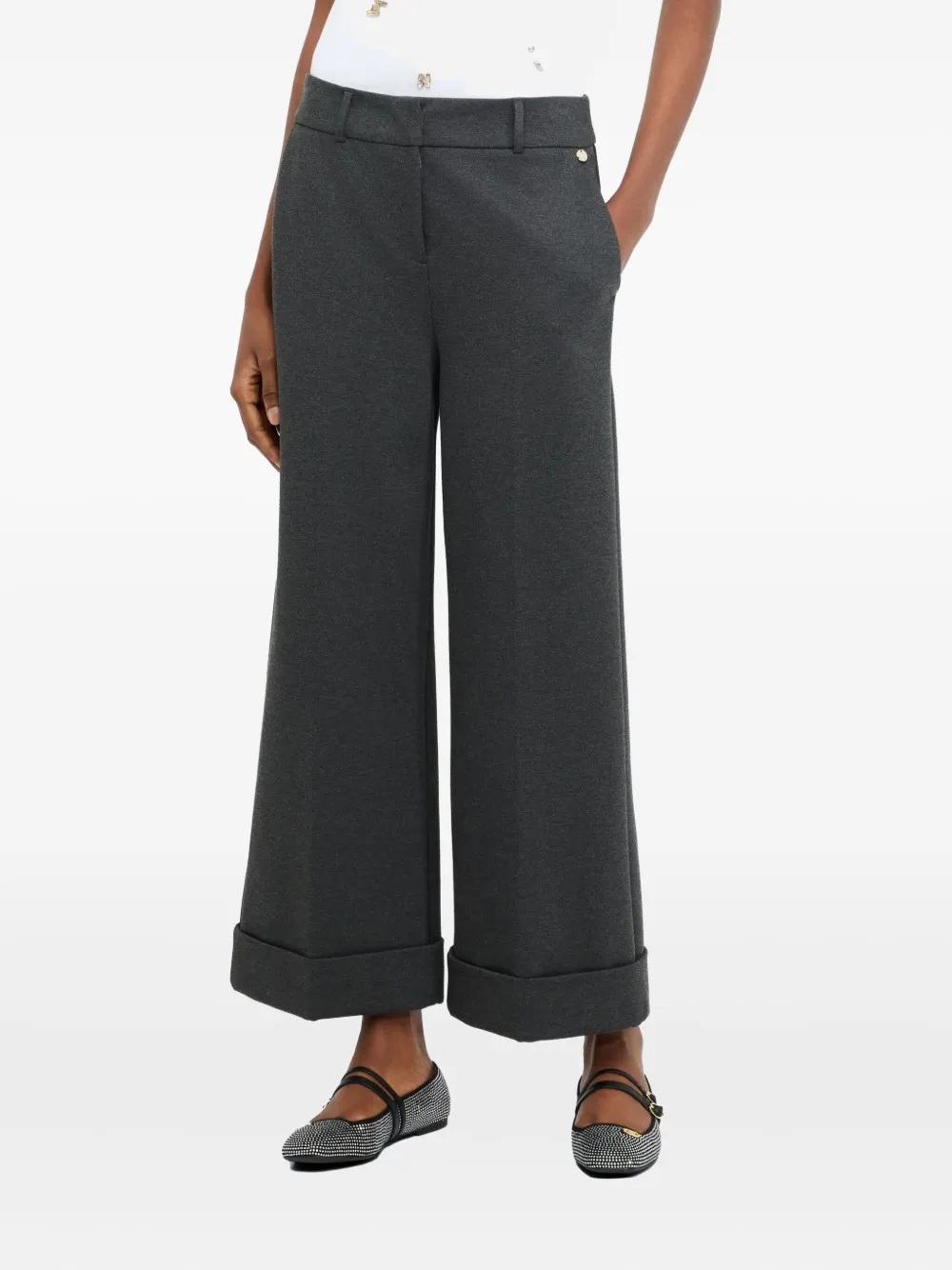 LIU JO pressed-crease trousers Grijs